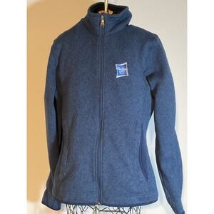Red‎ House Womens Hasbro Logo Fleece Jacket Navy Blue Full Zip Sweater Medium